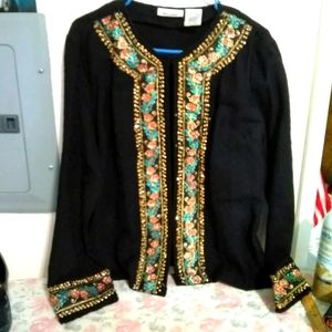 Stone embroidered strip jacket